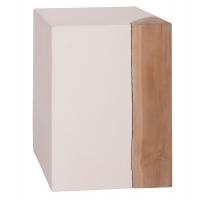 ΒΟΗΘΗΤΙΚΟ ΤΡΑΠΕΖΙ LEIA HM18163.02 FIBER CEMENT ΛΕΥΚΟ-ΞΥΛΟ TEAK 32.5x32.5x46Υεκ.