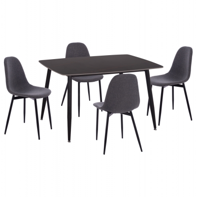 ΣΕΤ ΤΡΑΠΕΖΑΡΙΑΣ 5ΤΜΧ RAVEN HM21068.02 ΚΕΡΑΜΙΚΟ TOP ΜΑΥΡΟ ΜΑΡΜΑΡΟ--ΓΚΡΙ ΥΦΑΣΜΑ