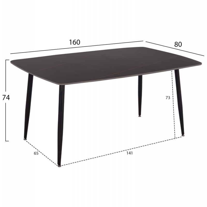 ΣΕΤ ΤΡΑΠΕΖΑΡΙΑΣ 5ΤΜΧ RAVEN HM21069.02 ΚΕΡΑΜΙΚΟ TOP ΜΑΥΡΟ ΜΑΡΜΑΡΟ & 4 ΚΑΡΕΚΛΕΣ