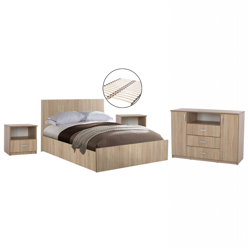 ΣΕΤ ΚΡΕΒΑΤΟΚΑΜΑΡΑΣ 5ΤΜΧ ADLER HM11758 ΜΕΛΑΜΙΝΗ SONAMA OAK-ΓΙΑ ΣΤΡΩΜΑ 160x200εκ