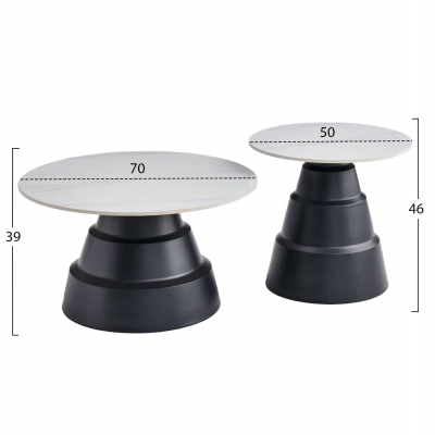 ΣΕΤ 2 ΤΡΑΠΕΖΙΑ ΣΑΛΟΝΙΟΥ LIDOX HM18306.02 SINTERED STONE TOP- SNOW WHITE ΧΡΩΜΑ Φ50 & Φ70 ΣΕΤ 2 ΤΡΑΠΕΖΙΑ ΣΑΛΟΝΙΟΥ LIDOX HM18306.02 SINTERED STONE TOP- SNOW WHITE ΧΡΩΜΑ Φ50 & Φ70