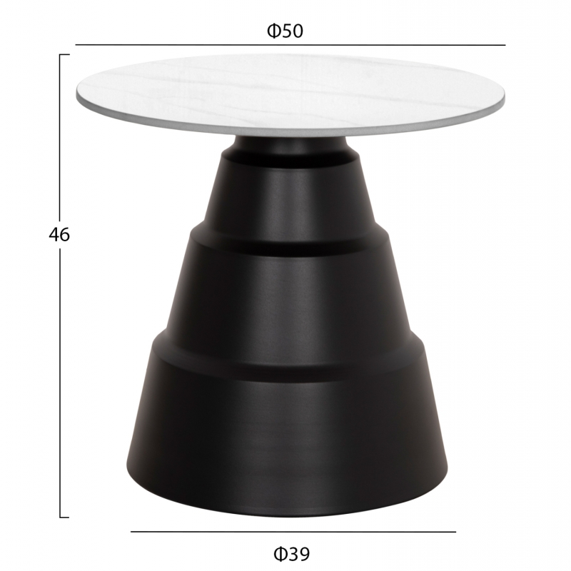 ΣΕΤ 2 ΤΡΑΠΕΖΙΑ ΣΑΛΟΝΙΟΥ LIDOX HM18306.02 SINTERED STONE TOP- SNOW WHITE ΧΡΩΜΑ Φ50 & Φ70