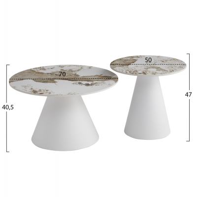 ΣΕΤ 2 ΤΡΑΠΕΖΙΑ ΣΑΛΟΝΙΟΥ RIDGE(X) HM18307.01 SINTERED STONE TOPS--ΒΑΣΕΙΣ ΛΕΥΚΕΣ Φ50 & Φ70 ΣΕΤ 2 ΤΡΑΠΕΖΙΑ ΣΑΛΟΝΙΟΥ RIDGE(X) HM18307.01 SINTERED STONE TOPS--ΒΑΣΕΙΣ ΛΕΥΚΕΣ Φ50 & Φ70