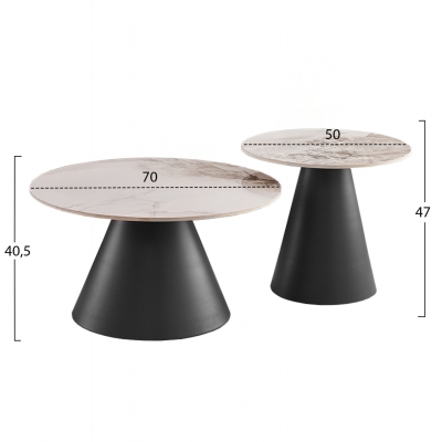 ΣΕΤ 2 ΤΡΑΠΕΖΙΑ ΣΑΛΟΝΙΟΥ RIDGE(X) HM18307.02 SINTERED STONE TOPS--ΒΑΣΕΙΣ ΜΑΥΡΕΣ Φ50 & Φ70 ΣΕΤ 2 ΤΡΑΠΕΖΙΑ ΣΑΛΟΝΙΟΥ RIDGE(X) HM18307.02 SINTERED STONE TOPS--ΒΑΣΕΙΣ ΜΑΥΡΕΣ Φ50 & Φ70