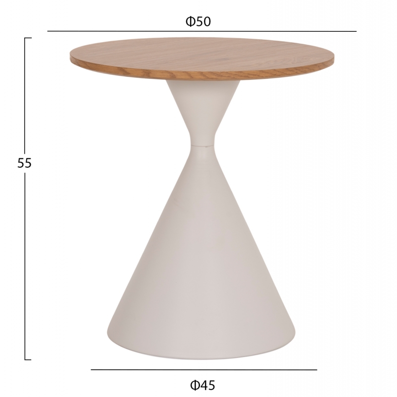 ΣΕΤ 2 ΤΡΑΠΕΖΙΑ ΣΑΛΟΝΙΟΥ JENNEL(X) HM18308.01 ΜΕΤΑΛΛΟ ΛΕΥΚΟ--MDF ΣΕ ΦΥΣΙΚΟ Φ50εκ & Φ70εκ