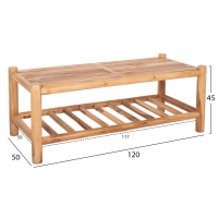 ΣΕΤ ΣΑΛΟΝΙ 4ΤΜΧ EDDARD HM9340.25 ΑΠΟ ΜΑΣΙΦ ΞΥΛΟ TEAK  ΦΥΣΙΚΟ - ΛΕΥΚΟ