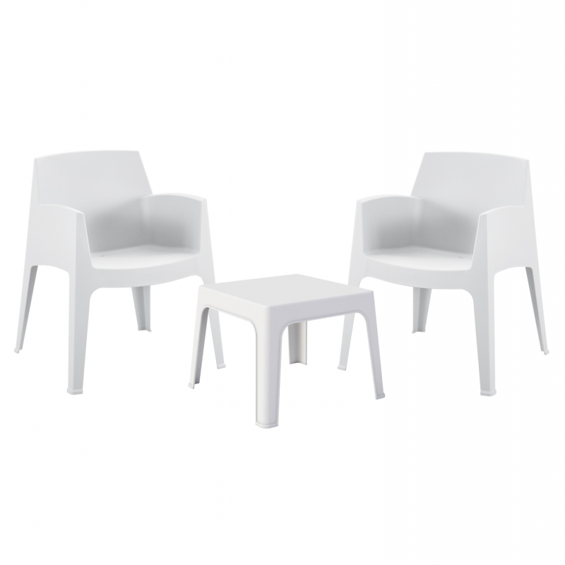 ΣΕΤ 3ΤΜΧ ΠΟΛΥΠΡΟΠΥΛΕΝΙΟΥ SLEEK HM21267.01 ΤΡΑΠΕΖΑΚΙ & 2 ΠΟΛΥΘΡΟΝΕΣ-ΛΕΥΚΟ