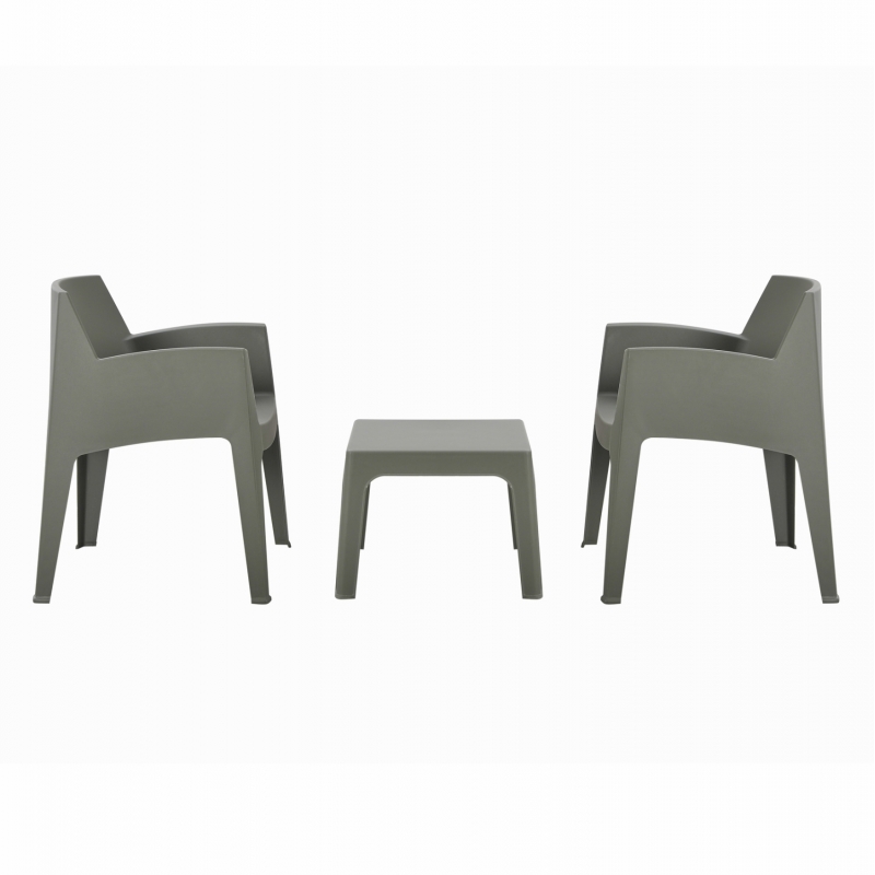 ΣΕΤ 3ΤΜΧ ΠΟΛΥΠΡΟΠΥΛΕΝΙΟΥ SLEEK HM21267.05 ΤΡΑΠΕΖΑΚΙ & 2 ΠΟΛΥΘΡΟΝΕΣ-DARK OLIVE GREEN