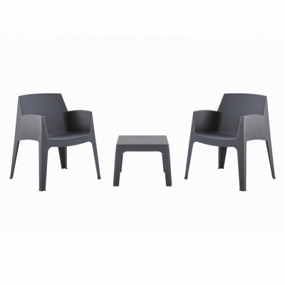 ΣΕΤ 3ΤΜΧ ΠΟΛΥΠΡΟΠΥΛΕΝΙΟΥ SLEEK HM21267.10 ΤΡΑΠΕΖΑΚΙ & 2 ΠΟΛΥΘΡΟΝΕΣ-ΓΚΡΙ