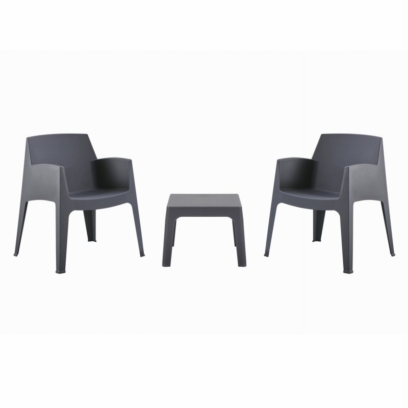 ΣΕΤ 3ΤΜΧ ΠΟΛΥΠΡΟΠΥΛΕΝΙΟΥ SLEEK HM21267.10 ΤΡΑΠΕΖΑΚΙ & 2 ΠΟΛΥΘΡΟΝΕΣ-ΓΚΡΙ