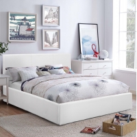ΚΡΕΒΑΤΙ ΔΙΠΛΟ & ΣΤΡΩΜΑ BOBBI HM21271.01 ΛΕΥΚΟ PU ΜΕ ΑΠΟΘ.ΧΩΡΟ--ΓΙΑ 150x200εκ