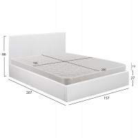 ΚΡΕΒΑΤΙ ΔΙΠΛΟ & ΣΤΡΩΜΑ BOBBI HM21271.01 ΛΕΥΚΟ PU ΜΕ ΑΠΟΘ.ΧΩΡΟ--ΓΙΑ 150x200εκ