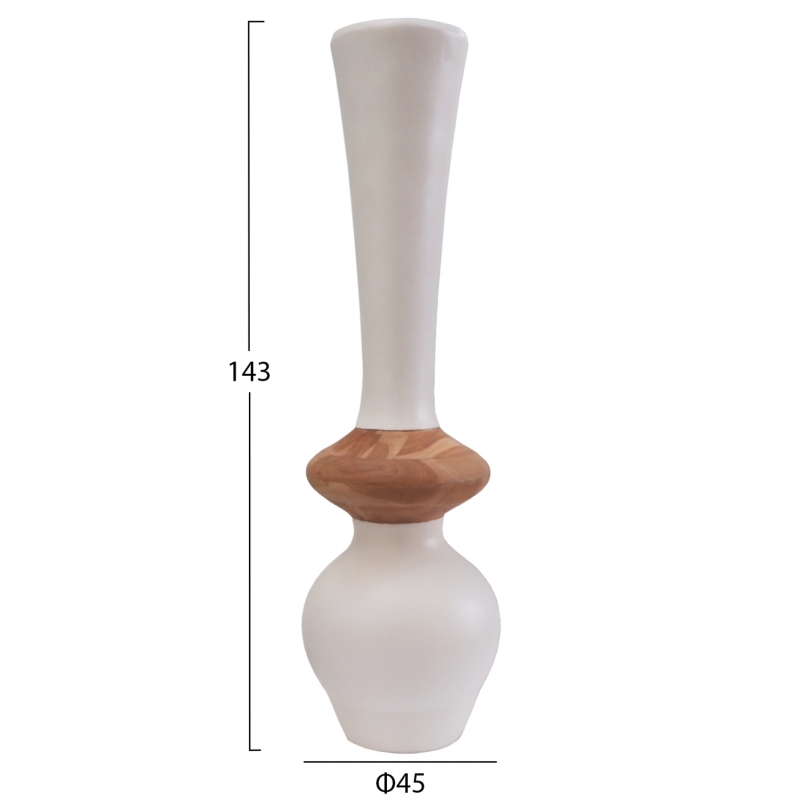 ΔΙΑΚΟΣΜΗΤΙΚΟ ΒΑΖΟ ΔΑΠΕΔΟΥ NEBULA HM4660.02M FIBER CEMENT ΛΕΥΚΟ--ΞΥΛΟ ΤΕΑΚ Φ45x143Υεκ