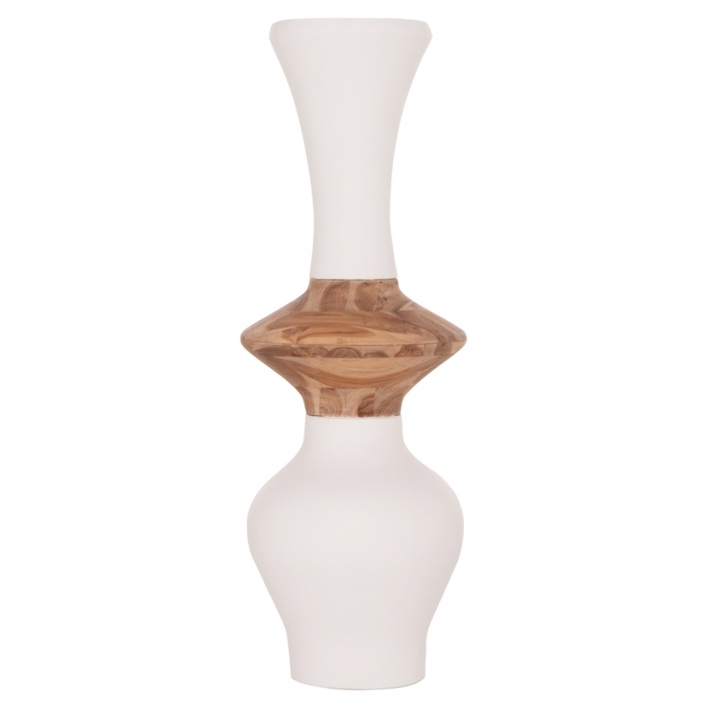 ΔΙΑΚΟΣΜΗΤΙΚΟ ΒΑΖΟ ΔΑΠΕΔΟΥ NEBULA HM4660.02S FIBER CEMENT ΛΕΥΚΟ--ΞΥΛΟ ΤΕΑΚ Φ45x115Υεκ