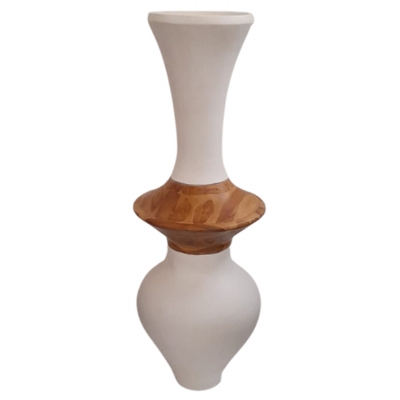 ΔΙΑΚΟΣΜΗΤΙΚΟ ΒΑΖΟ ΔΑΠΕΔΟΥ NEBULA HM4660.02S FIBER CEMENT ΛΕΥΚΟ--ΞΥΛΟ ΤΕΑΚ Φ45x120Υεκ