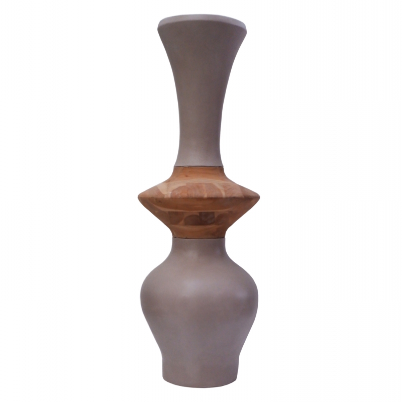 ΔΙΑΚΟΣΜΗΤΙΚΟ ΒΑΖΟ ΔΑΠΕΔΟΥ NEBULA HM4660.05S FIBER CEMENT TAUPE--ΞΥΛΟ ΤΕΑΚ Φ45x120Υεκ