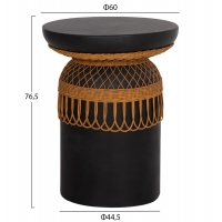 ΒΟΗΘΗΤΙΚΟ ΤΡΑΠΕΖΙ PRILEP HM18159.01 FIBER CEMENT ΜΑΥΡΟ & RATTAN--Φ60x76,5Υεκ