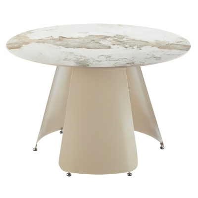 ΤΡΑΠΕΖΙ ΤΡΑΠΕΖΑΡΙΑΣ ΣΤΡΟΓΓΥΛΟ SEDAR HM18326 ΚΕΡΑΜΙΚΟ TOP--ΚΡΕΜ ΜΕΤΑΛ.ΠΟΔΙΑ Φ120x78Υ