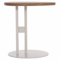 ΒΟΗΘΗΤΙΚΟ ΤΡΑΠΕΖΙ ΟΒΑΛ ALPER HM18328 MDF SONAMA--ΜΕΤΑΛΛΟ ΛΕΥΚΟ 50x50x51Υεκ.