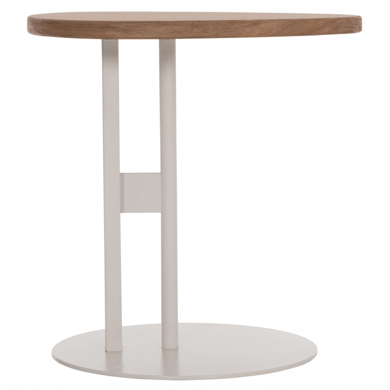 ΒΟΗΘΗΤΙΚΟ ΤΡΑΠΕΖΙ ΟΒΑΛ ALPER HM18328 MDF SONAMA--ΜΕΤΑΛΛΟ ΛΕΥΚΟ 50x50x51Υεκ.