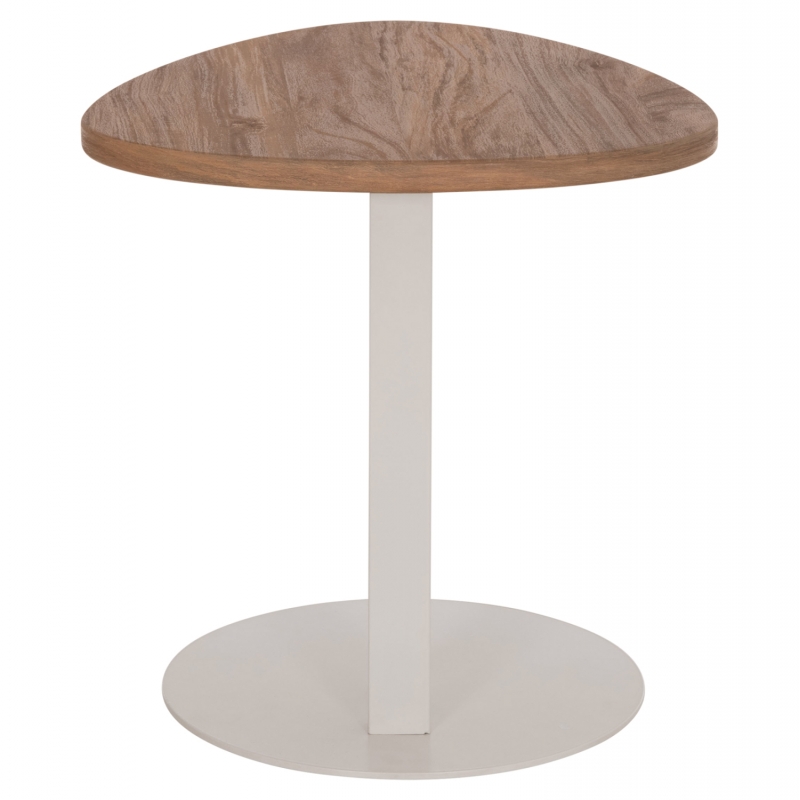 ΒΟΗΘΗΤΙΚΟ ΤΡΑΠΕΖΙ ΟΒΑΛ ALPER HM18328 MDF SONAMA--ΜΕΤΑΛΛΟ ΛΕΥΚΟ 50x50x51Υεκ.