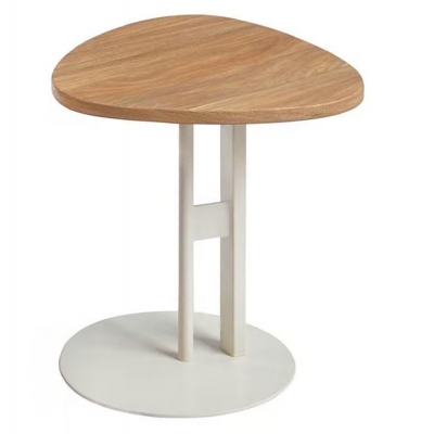 ΒΟΗΘΗΤΙΚΟ ΤΡΑΠΕΖΙ ΟΒΑΛ ALPER HM18328 MDF SONAMA--ΜΕΤΑΛΛΟ ΛΕΥΚΟ 50x50x51Υεκ.