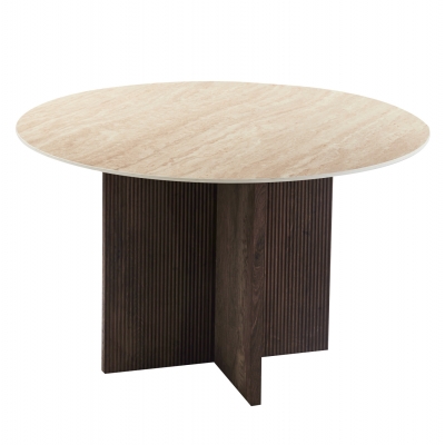 ΤΡΑΠΕΖΙ ΤΡΑΠΕΖΑΡΙΑΣ ΣΤΡΟΓΓΥΛΟ SKY HM18331 ΚΕΡΑΜΙΚΟ TOP ΟΨΗ ΤΡΑΒΕΡΤΙΝΑΣ Φ120x76Υεκ