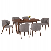 ΣΕΤ ΤΡΑΠΕΖΑΡΙΑΣ 7ΤΜΧ RINER HM21338 ΤΡΑΠΕΖΙ ΑΠΟ MDF--ΚΑΡΕΚΛΕΣ ΑΠΟ RUBBERWOOD & ΥΦΑΣΜΑ