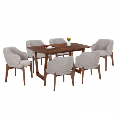 ΣΕΤ ΤΡΑΠΕΖΑΡΙΑΣ 7ΤΜΧ ABAI HM21338.02 ΤΡΑΠΕΖΙ ΑΠΟ MDF--ΚΑΡΕΚΛΕΣ ΜΕ ΜΠΟΥΚΛΕ ΥΦΑΣΜΑ