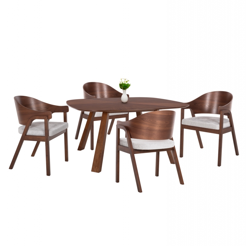 ΣΕΤ ΤΡΑΠΕΖΑΡΙΑΣ 5ΤΜΧ RINER HM21340 ΤΕΤΡΑΓΩΝΟ ΤΡΑΠΕΖΙ ΑΠΟ MDF--ΚΑΡΕΚΛΕΣ ΑΠΟ RUBBERWOOD