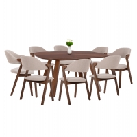 ΣΕΤ ΤΡΑΠΕΖΑΡΙΑΣ 9ΤΜΧ RIDER HM21341 ΤΡΑΠΕΖΙ ΑΠΟ MDF--ΚΑΡΕΚΛΕΣ RUBBERWOOD & ΥΦΑΣΜΑ