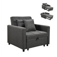 ΠΟΛΥΘΡΟΝΑ-ΚΡΕΒΑΤΙ MERO HM3306.01 ΓΚΡΙ ΥΦΑΣΜΑ 98x85x88Υεκ.