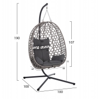 ΚΡΕΜΑΣΤΗ ΦΩΛΙΑ NESTA HM6468.01 ΓΚΡΙ ΜΕΤΑΛΛΟ & P.E.RATTAN 100x100x190Υεκ.