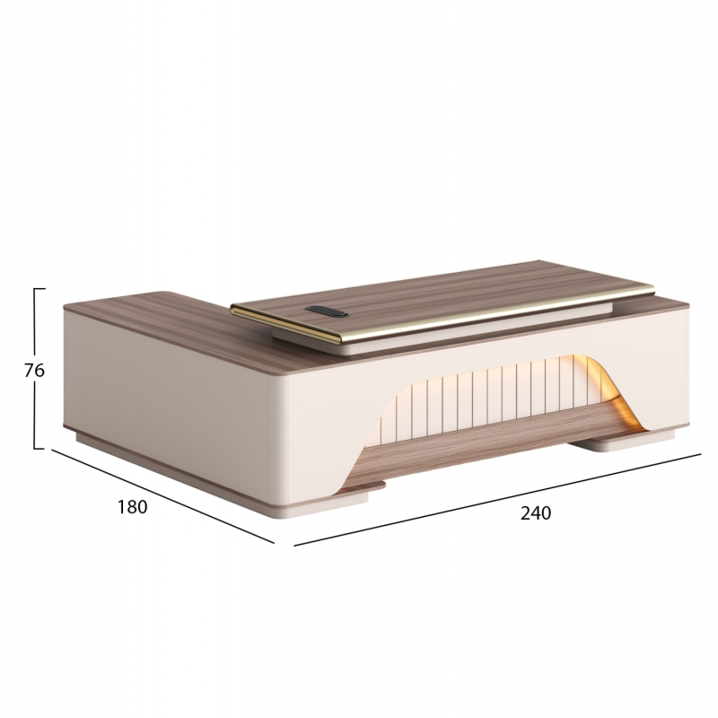 ΓΡΑΦΕΙΟ ΔΕΞΙΑ ΓΩΝΙΑ ΣΕΙΡΑ SUPERON HM2137R ΜΕΛΑΜΙΝΗ ΜΠΕΖ--LED ΦΩΤΙΣΜΟΣ 240x180x76Υεκ.