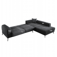 ΚΑΝΑΠΕΣ ΚΡΕΒΑΤΙ ΔΕΞΙΑ ΓΩΝΙΑ ZENORA HM3337.01R ΣΚΟΥΡΟ ΓΚΡΙ ΥΦΑΣΜΑ 303x214x80Υεκ