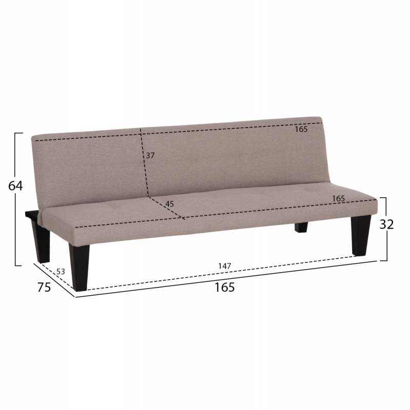 ΚΑΝΑΠΕΣ ΚΡΕΒΑΤΙ 2-ΘΕΣΙΟΣ KORO HM3304.04 ΜΠΕΖ PU ΔΕΡΜΑ 165x75x64Υεκ