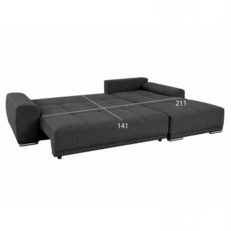 ΚΑΝΑΠΕΣ ΚΡΕΒΑΤΙ ΔΕΞΙΑ ΓΩΝΙΑ COMFYRA HM3336.01R ΓΚΡΙ ΥΦΑΣΜΑ 270x181x75Υεκ