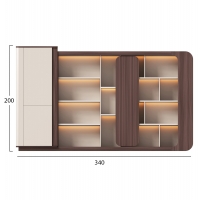 ΒΙΒΛΙΟΘΗΚΗ ΣΕΙΡΑ PRESIDENT HM2149 ΜΕΛΑΜΙΝΗ ΜΠΕΖ & ΚΑΡΥΔΙ--LED ΦΩΤΙΣΜΟΣ 340x40x200Υεκ