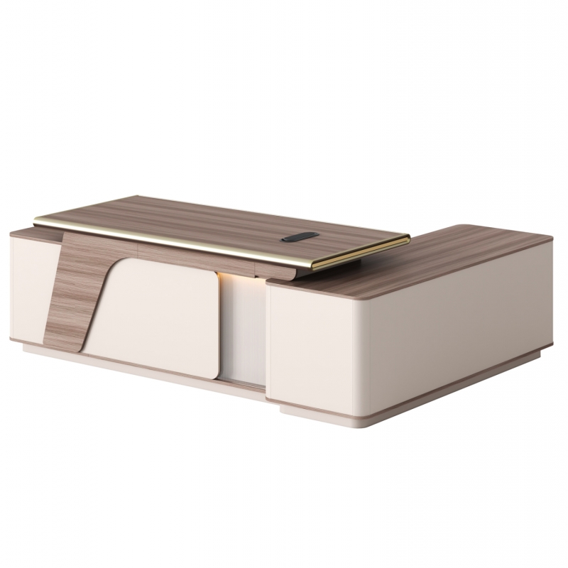 ΓΡΑΦΕΙΟ ΑΡΙΣΤΕΡΗ ΓΩΝΙΑ SUPERON HM2136L ΜΕΛΑΜΙΝΗ ΦΥΣΙΚΟ-ΜΠΕΖ--LED ΦΩΤΙΣΜΟΣ 240x180x76Υεκ