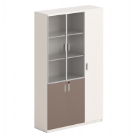 ΒΙΒΛΙΟΘΗΚΗ/ΝΤΟΥΛΑΠΙ NEWLINE HM18280 ΜΕΛΑΜΙΝΗ ΛΕΥΚΗ-ΑΝΟΙΧΤΟ ΚΑΦΕ--ΓΥΑΛΙ 120x40x200Υεκ