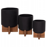 ΣΕΤ 3 ΓΛΑΣΤΡΕΣ ΜΕ TEAK ΒΑΣΕΙΣ TANTI HM4685.01 FIBER CEMENT ΣΕ ΜΑΥΡΟ ΧΡΩΜΑ