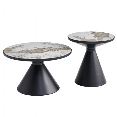 ΣΕΤ 2 ΤΡΑΠΕΖΙA ΣΑΛΟΝΙΟΥ LYNX HM18316.92 Β' ΔΙΑΛΟΓΗΣ-ΜΕΤΑΛΛΟ & SINTERED STONE TOP