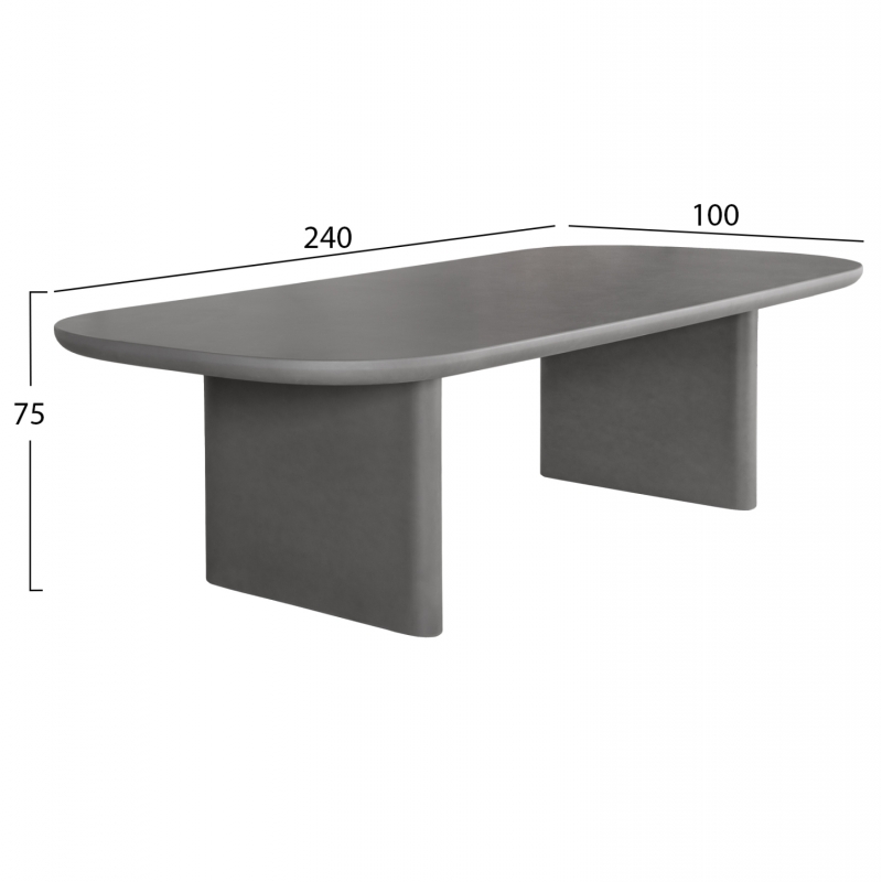 ΤΡΑΠΕΖΙ ΤΡΑΠΕΖΑΡΙΑΣ FIBER CEMENT AZAMI HM6600.01 ΓΚΡΙ 240x100x75Υεκ.