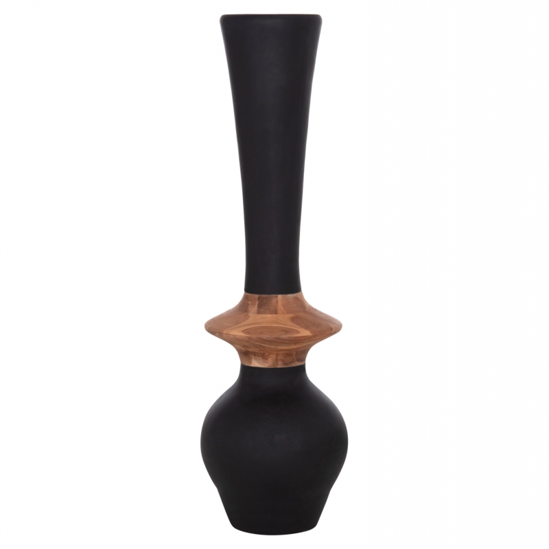 ΔΙΑΚΟΣΜΗΤΙΚΟ ΒΑΖΟ ΔΑΠΕΔΟΥ NEBULA HM4660.01M FIBER CEMENT ΜΑΥΡΟ--ΞΥΛΟ ΤΕΑΚ Φ45x148Υεκ