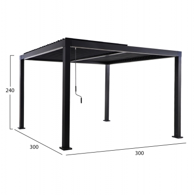 ΒΙΟΚΛΙΜΑΤΙΚΗ ΠΕΡΓΚΟΛΑ ΑΛΟΥΜΙΝΙΟΥ PREMIUM FRANIO HM6609.01 ΜΑΥΡΟ 300x300x240Υ