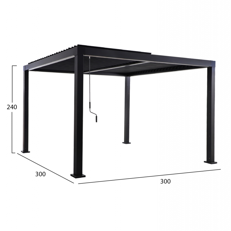 ΒΙΟΚΛΙΜΑΤΙΚΗ ΠΕΡΓΚΟΛΑ ΑΛΟΥΜΙΝΙΟΥ PREMIUM FRANIO HM6609.01 ΜΑΥΡΟ 300x300x240Υ