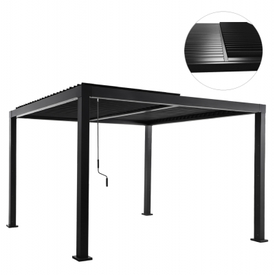 ΒΙΟΚΛΙΜΑΤΙΚΗ ΠΕΡΓΚΟΛΑ ΑΛΟΥΜΙΝΙΟΥ PREMIUM FRANIO HM6609.01 ΜΑΥΡΟ 300x300x240Υ