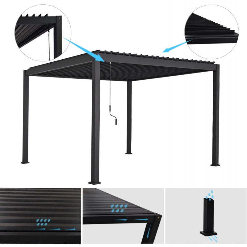 ΒΙΟΚΛΙΜΑΤΙΚΗ ΠΕΡΓΚΟΛΑ ΑΛΟΥΜΙΝΙΟΥ DOMECIL HM6611.01 ΜΕ ΜΕΤΑΛ. ΠΕΡΣΙΔΕΣ--300x300x240Υ