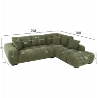 ΚΑΝΑΠΕΣ ΓΩΝΙΑ (ΔΕΞΙΑ) COVEN HM3266.14R ΠΡΑΣΙΝΟ ΥΦΑΣΜΑ 298x102-208x85Υεκ.