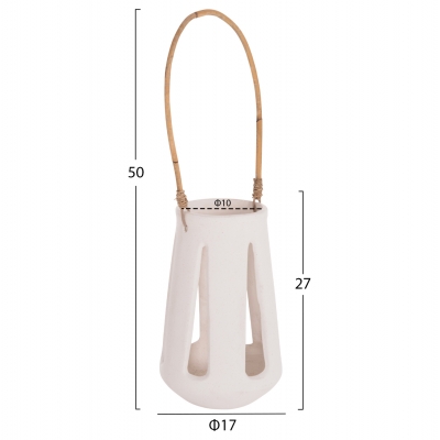 ΕΠΙΤΡΑΠΕΖΙΟ ΦΑΝΑΡΙ ERANTYL HM4696.02L ΛΕΥΚΟ FIBER CEMENT & ΧΕΡΟΥΛΙ RATTAN Φ17x27Yεκ.